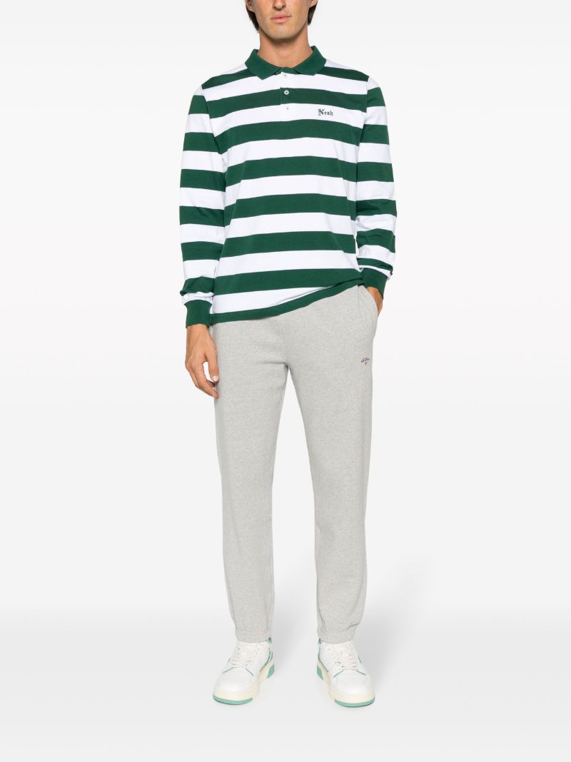 Green Striped Jersey Polo Shirt