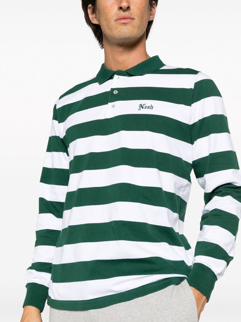 Green Striped Jersey Polo Shirt