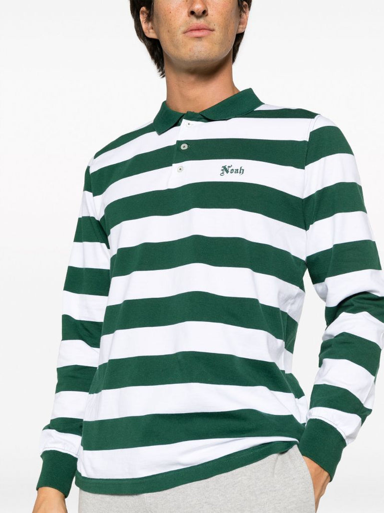Green Striped Jersey Polo Shirt