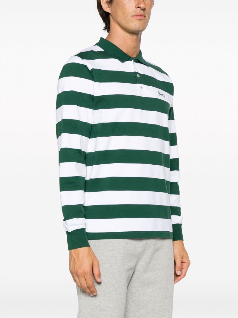 Green Striped Jersey Polo Shirt