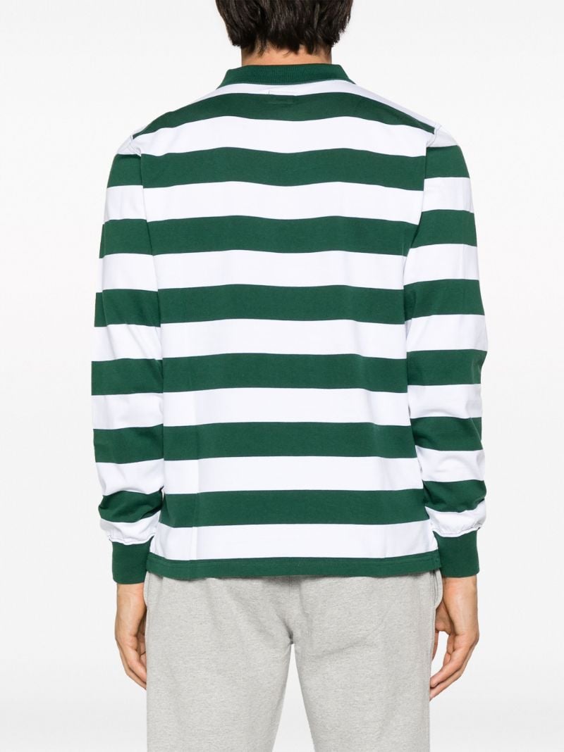 Green Striped Jersey Polo Shirt
