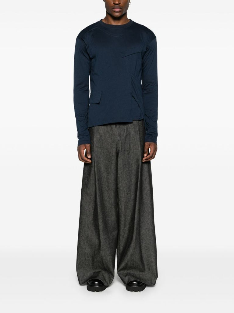 Blue Asymmetric Cotton T-shirt