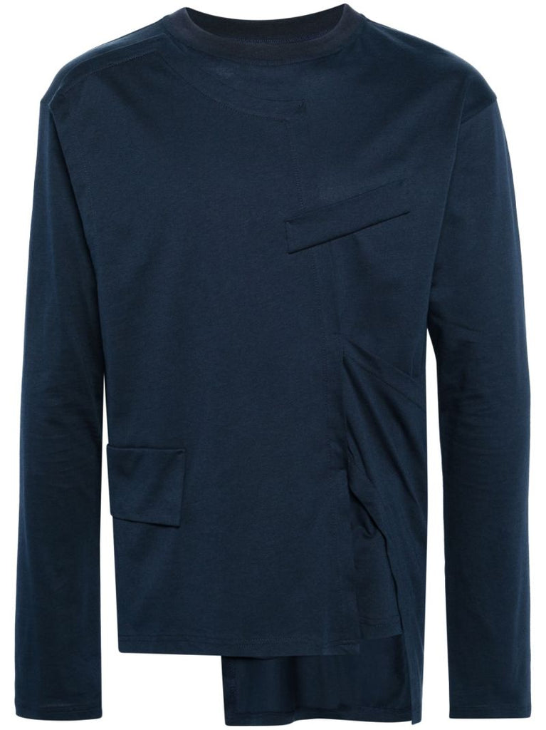 Blue Asymmetric Cotton T-shirt