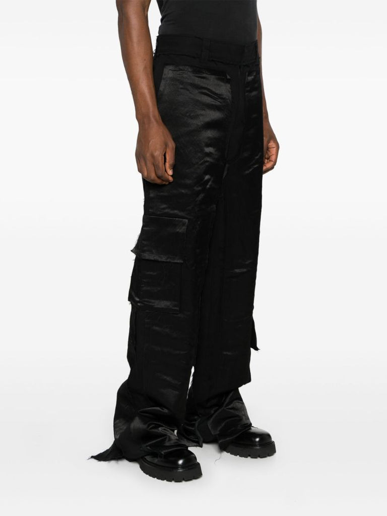 Black Layered Wide-leg Trousers