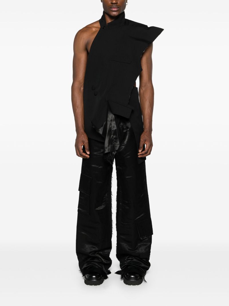 Black Layered Wide-leg Trousers