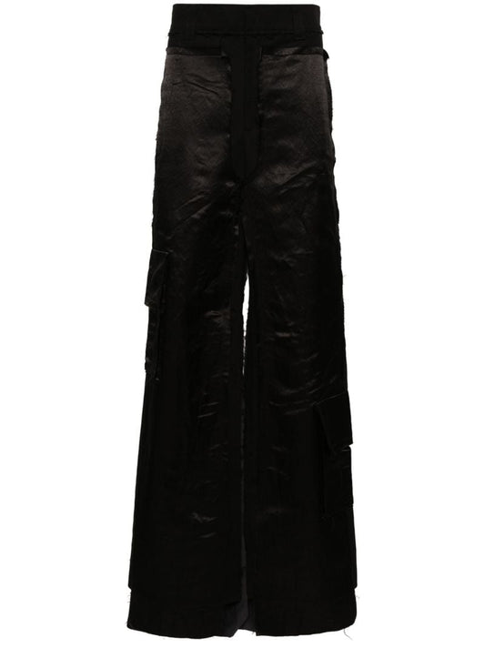 Black Layered Wide-leg Trousers