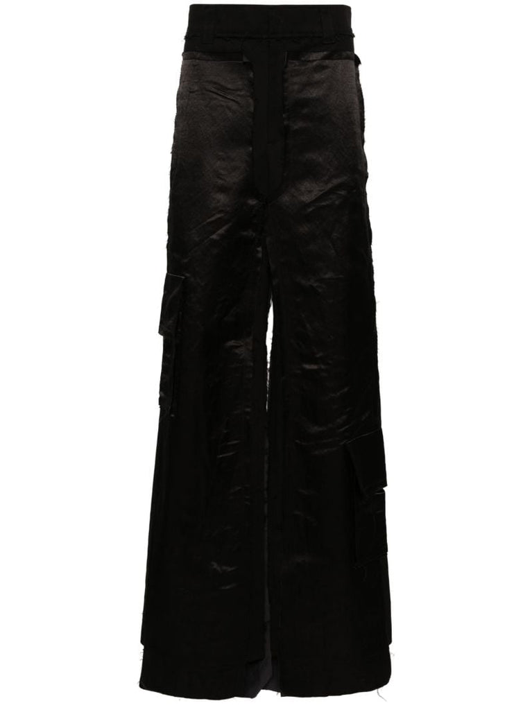 Black Layered Wide-leg Trousers