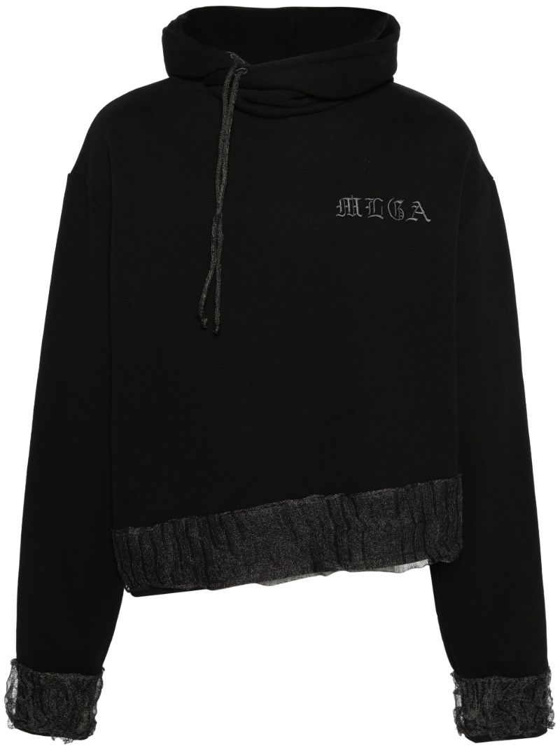 Black Asymmetric Cotton Hoodie