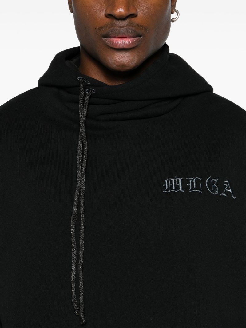 Black Asymmetric Cotton Hoodie