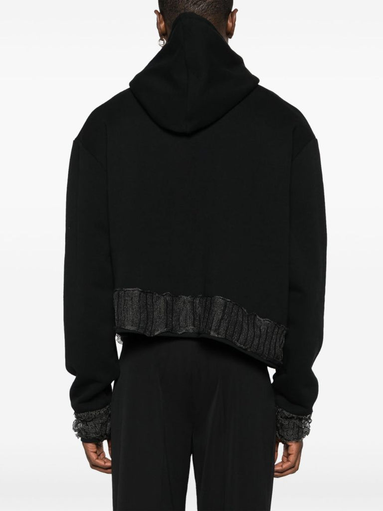 Black Asymmetric Cotton Hoodie