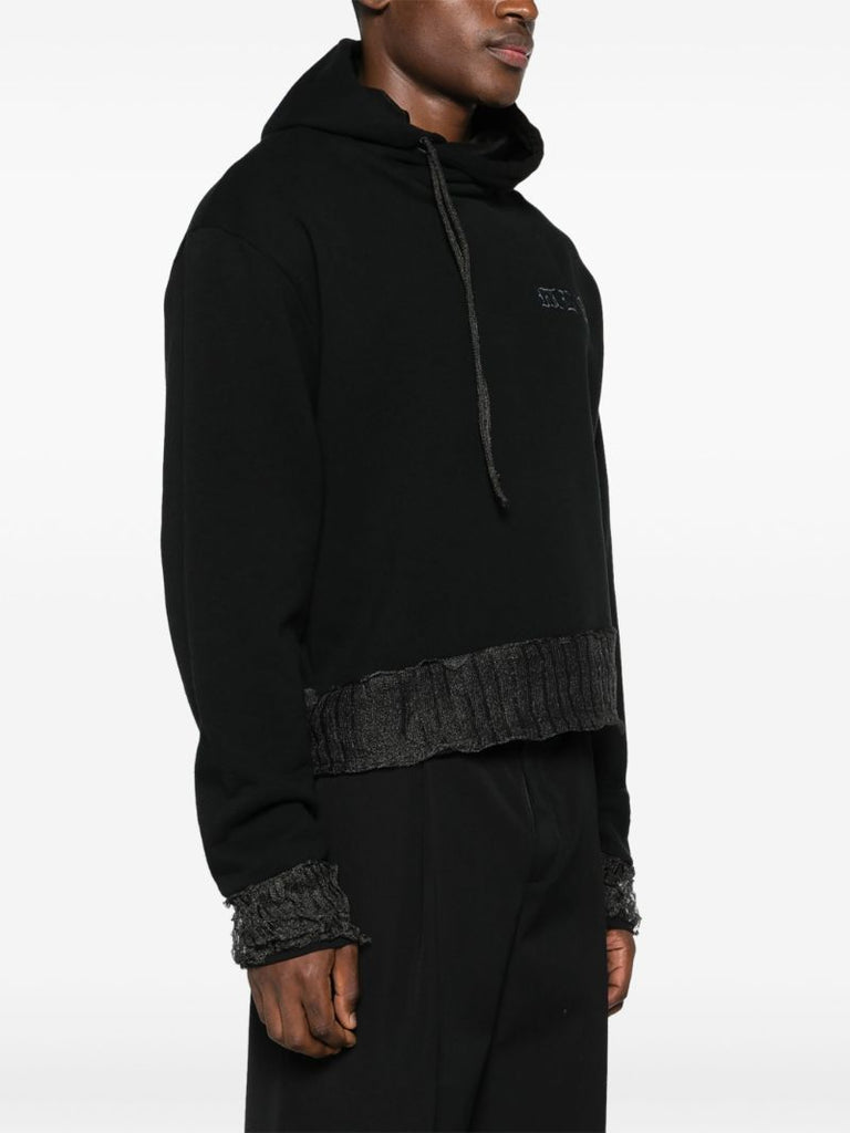 Black Asymmetric Cotton Hoodie