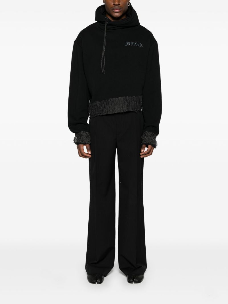 Black Asymmetric Cotton Hoodie