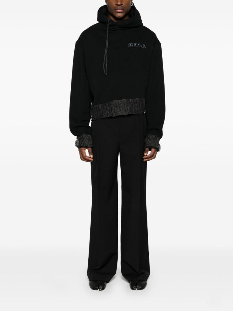 Black Asymmetric Cotton Hoodie