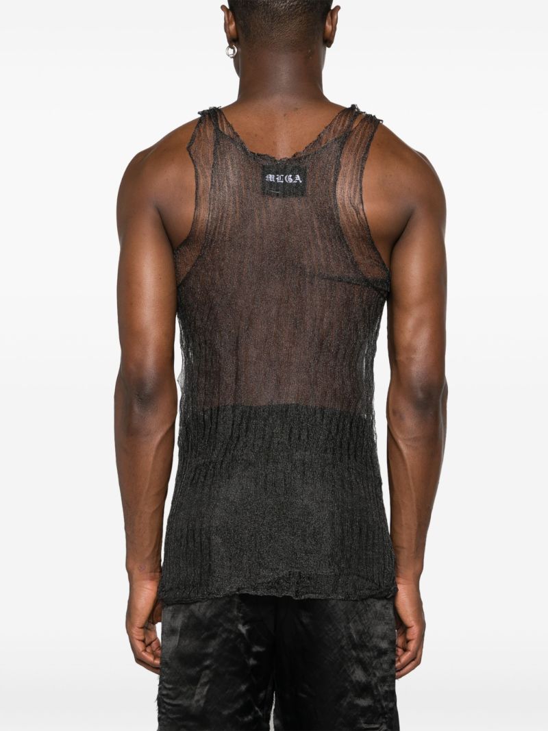 Black Open-knit Sheer Tank Top
