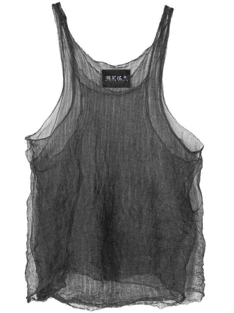 Black Open-knit Sheer Tank Top