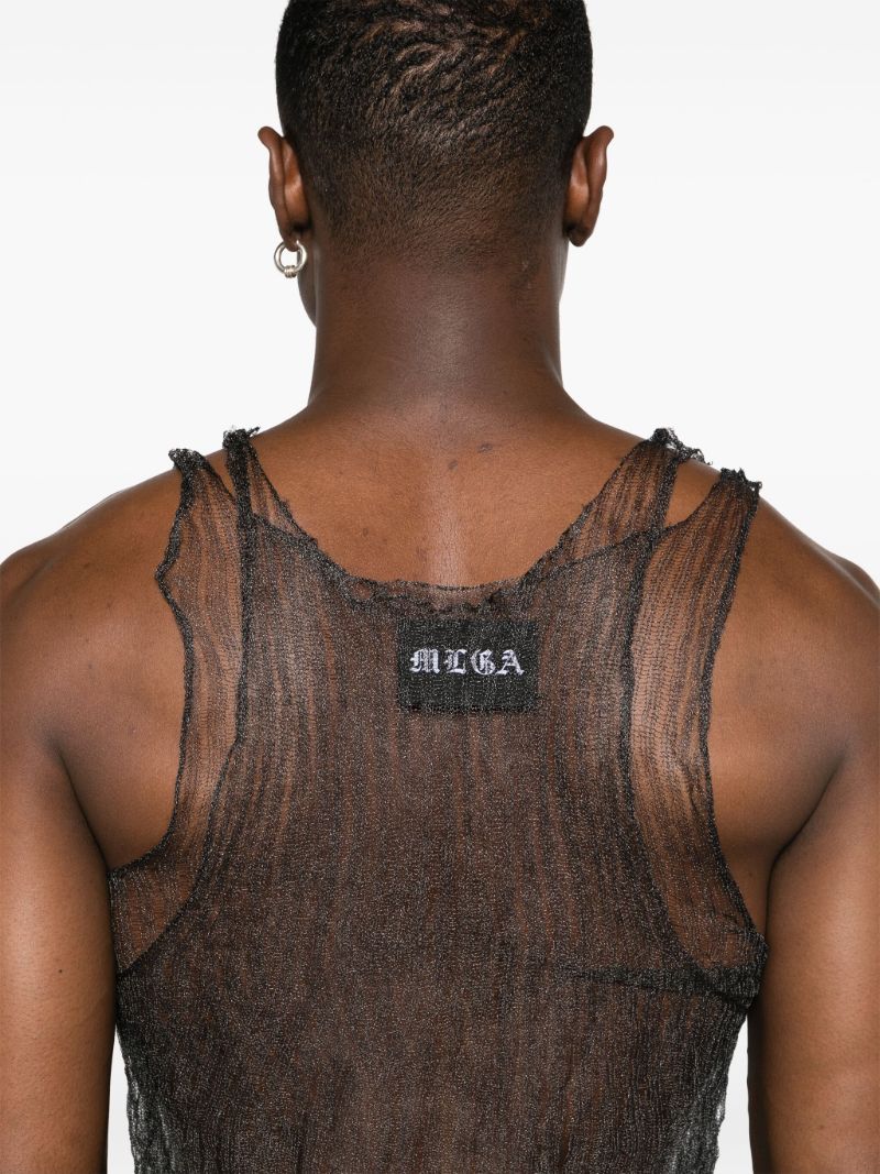 Black Open-knit Sheer Tank Top