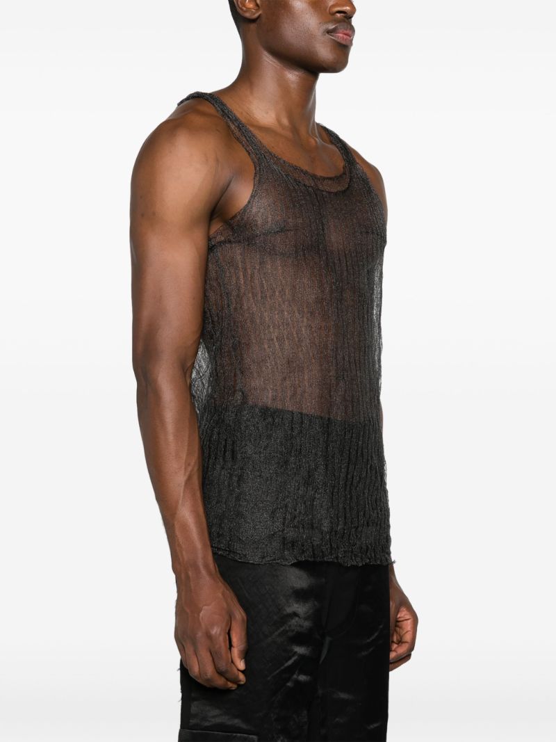 Black Open-knit Sheer Tank Top