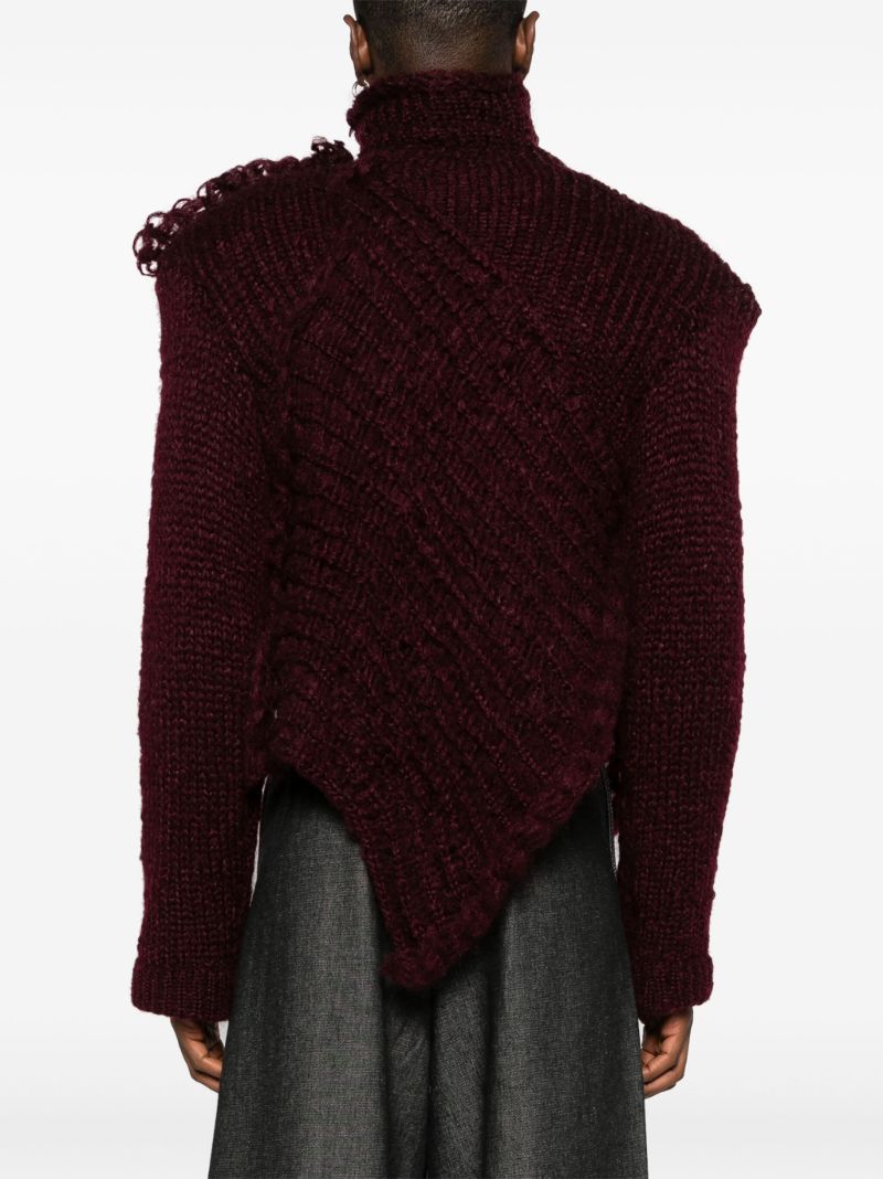 Red Chunky-knit Asymmetric Sweater