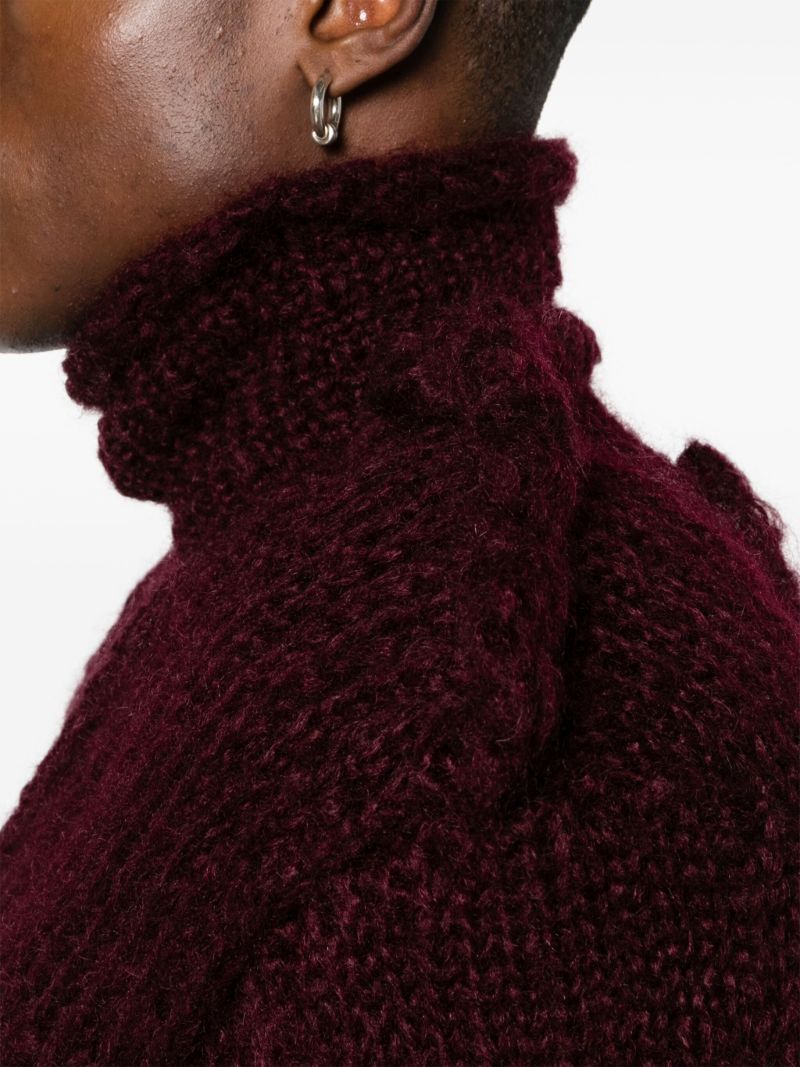Red Chunky-knit Asymmetric Sweater