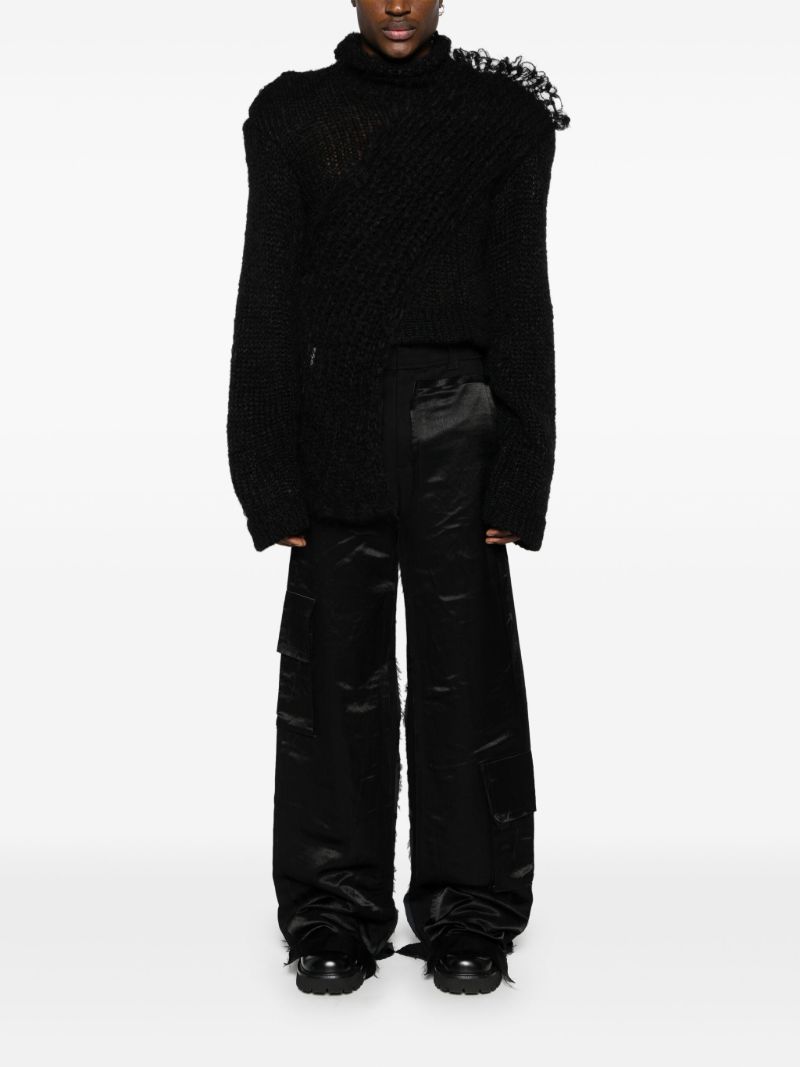 Black Chunky-knit Asymmetric Sweater