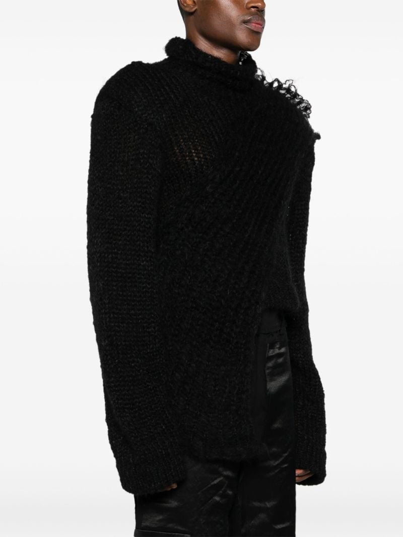 Black Chunky-knit Asymmetric Sweater