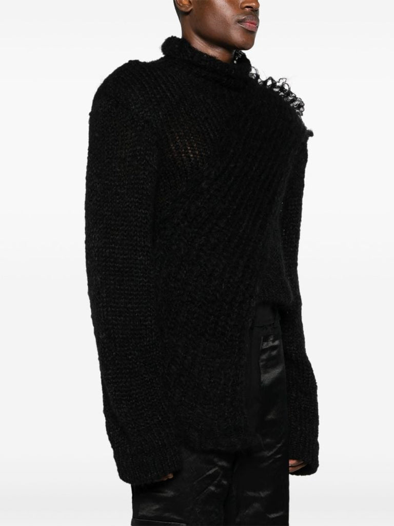 Black Chunky-knit Asymmetric Sweater