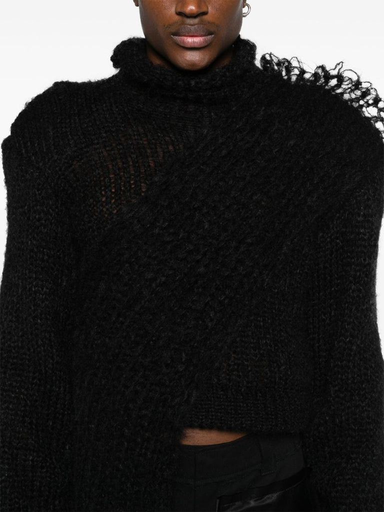 Black Chunky-knit Asymmetric Sweater