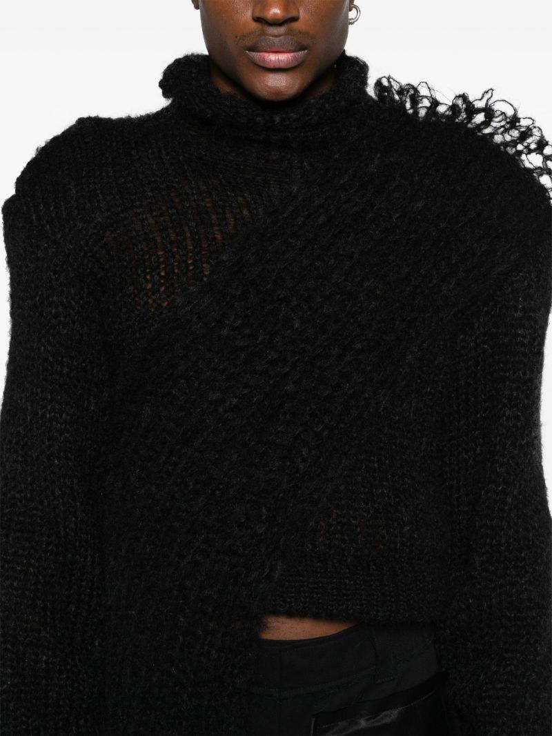 Black Chunky-knit Asymmetric Sweater