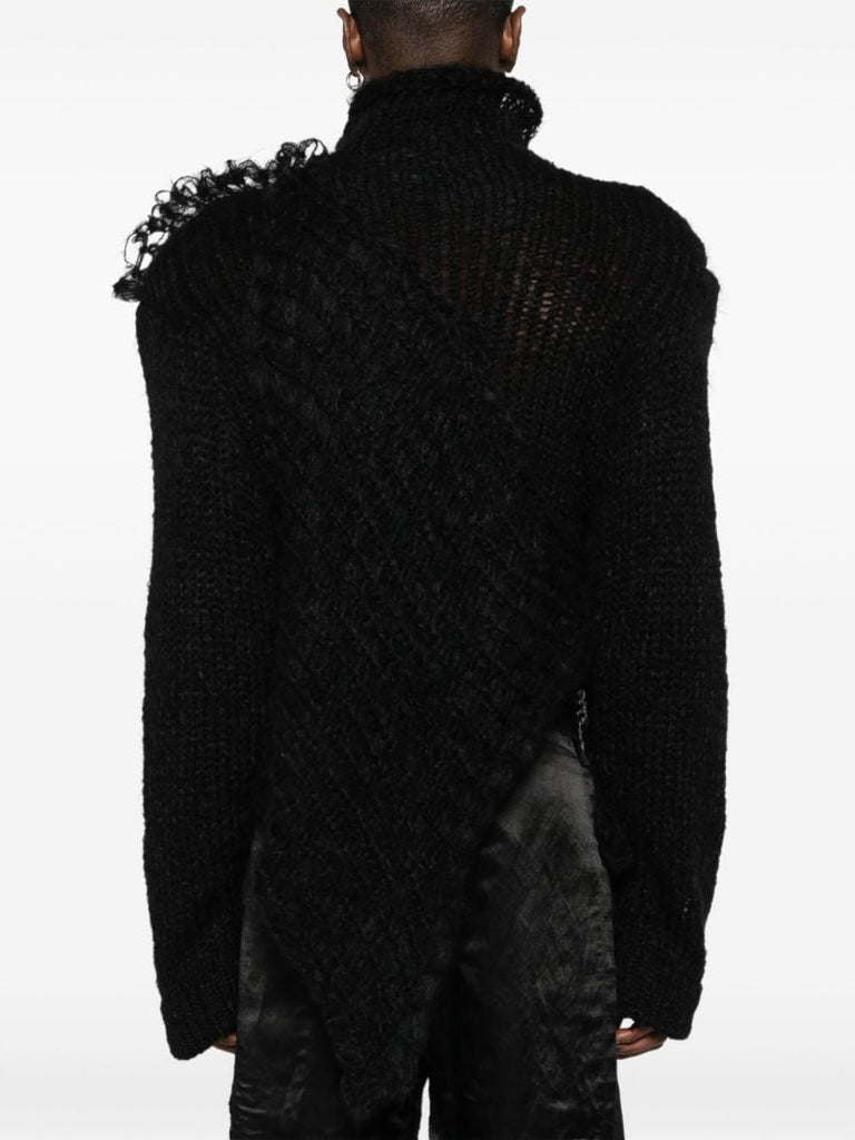 Black Chunky-knit Asymmetric Sweater