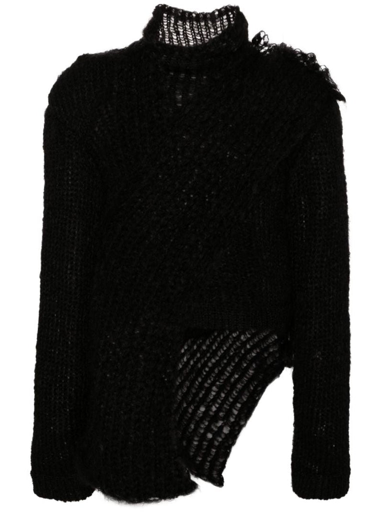 Black Chunky-knit Asymmetric Sweater