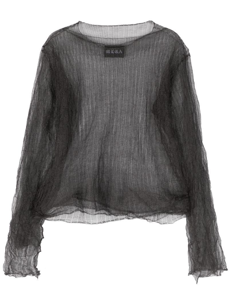 Black Open-knit Sheer Sweater