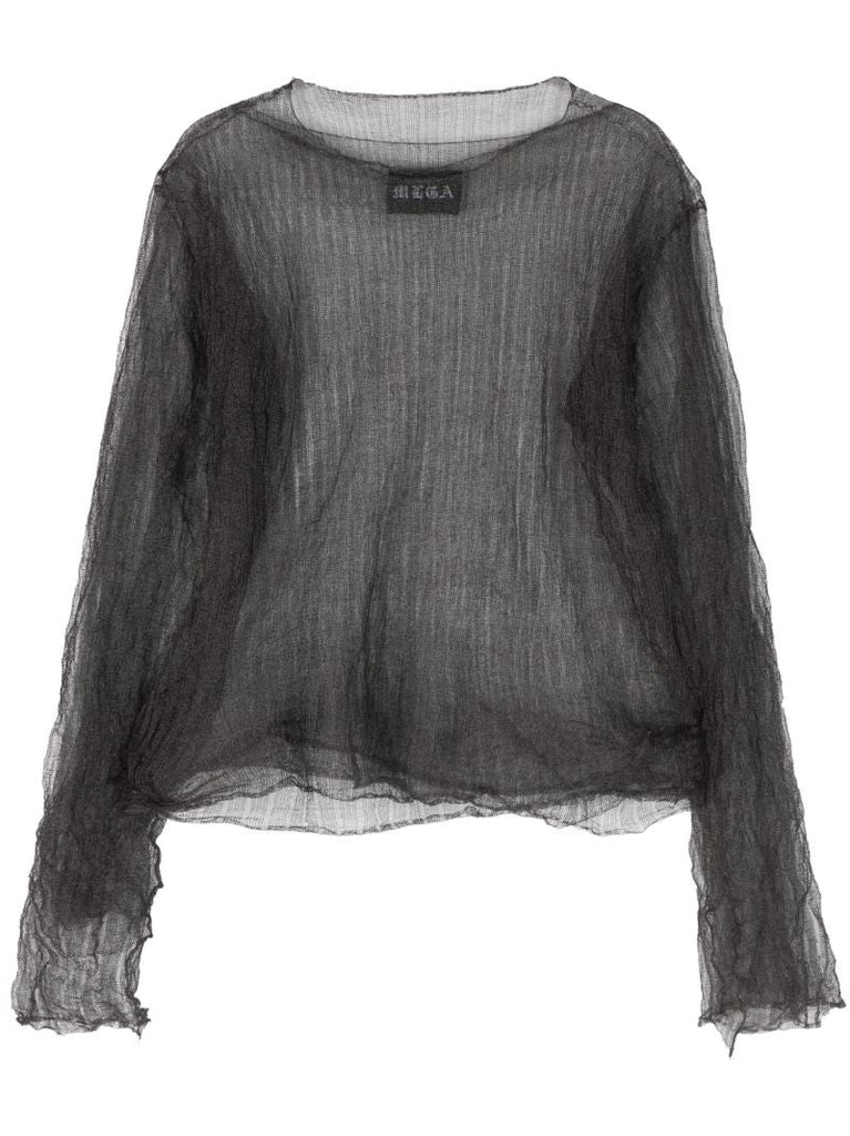 Black Open-knit Sheer Sweater