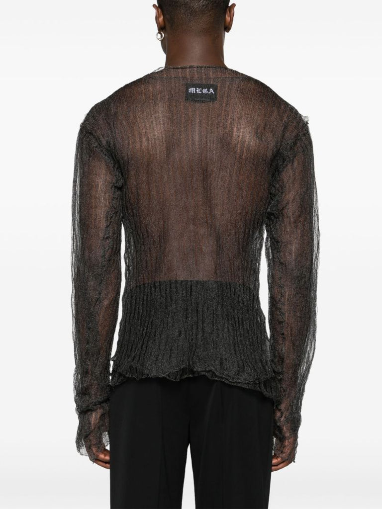 Black Open-knit Sheer Sweater