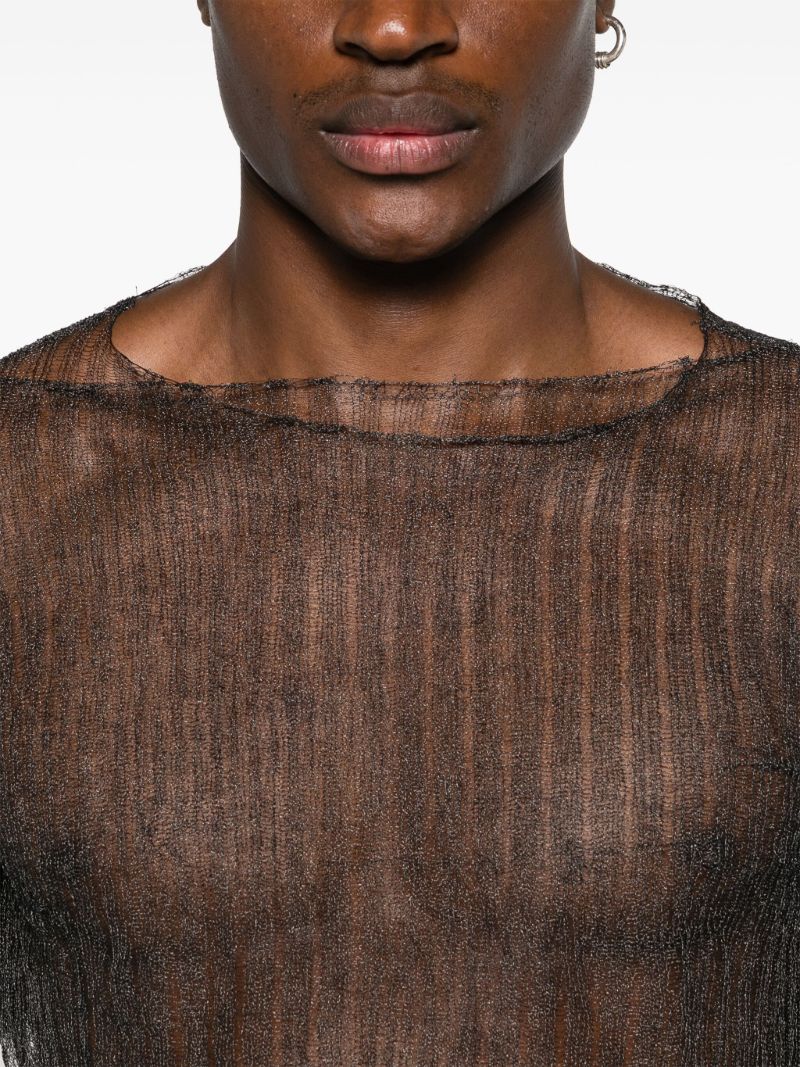 Black Open-knit Sheer Sweater