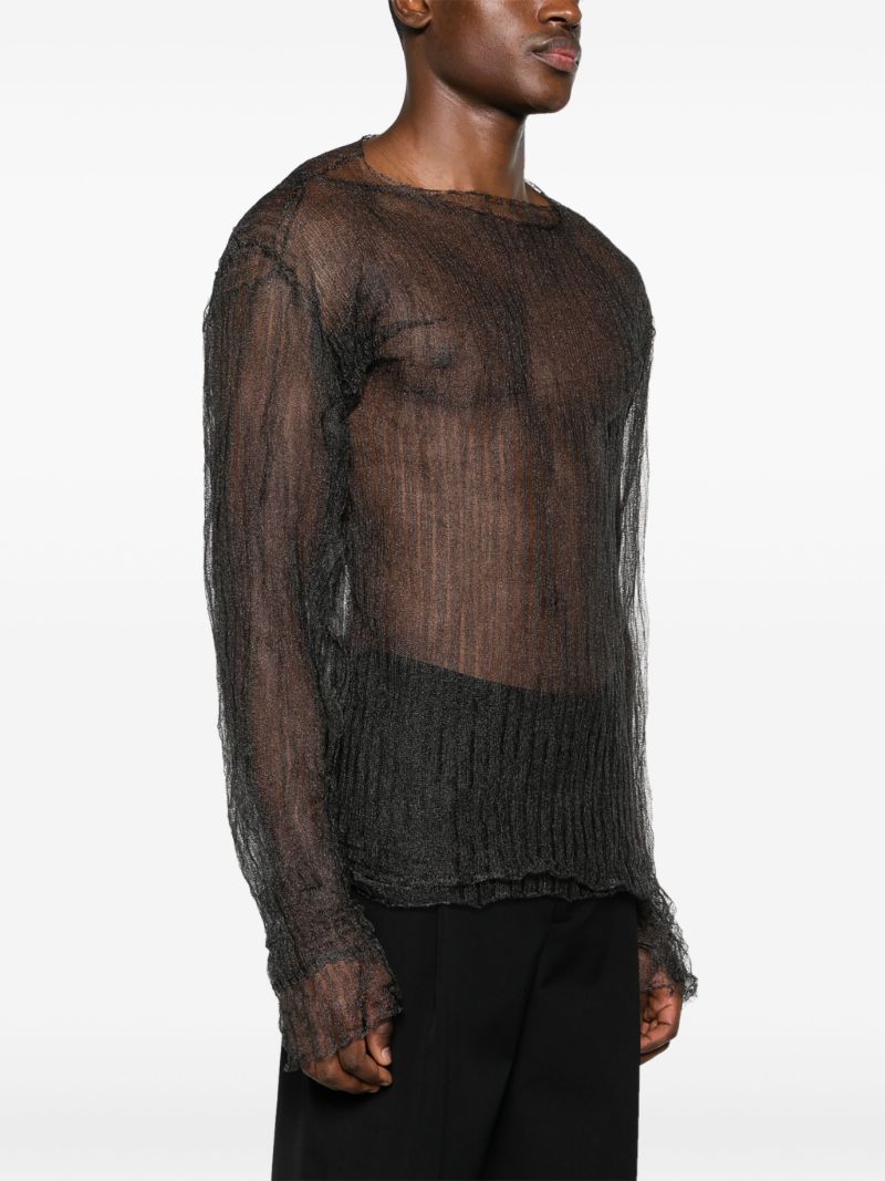 Black Open-knit Sheer Sweater