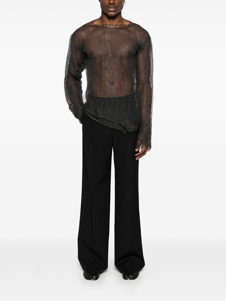 Black Open-knit Sheer Sweater