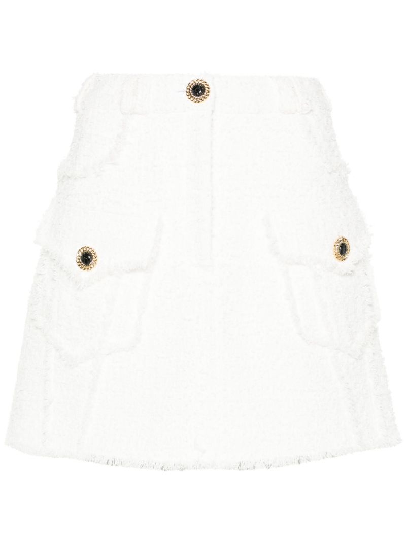 White A-line Tweed Mini Skirt