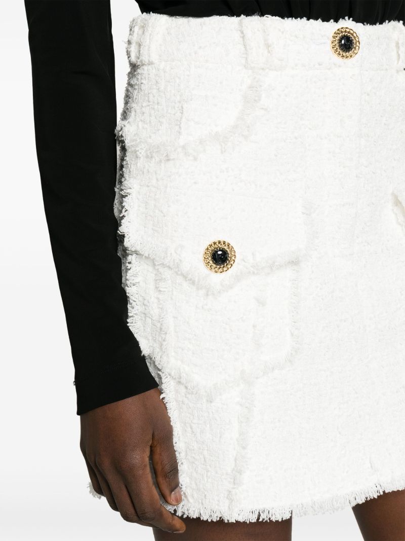White A-line Tweed Mini Skirt