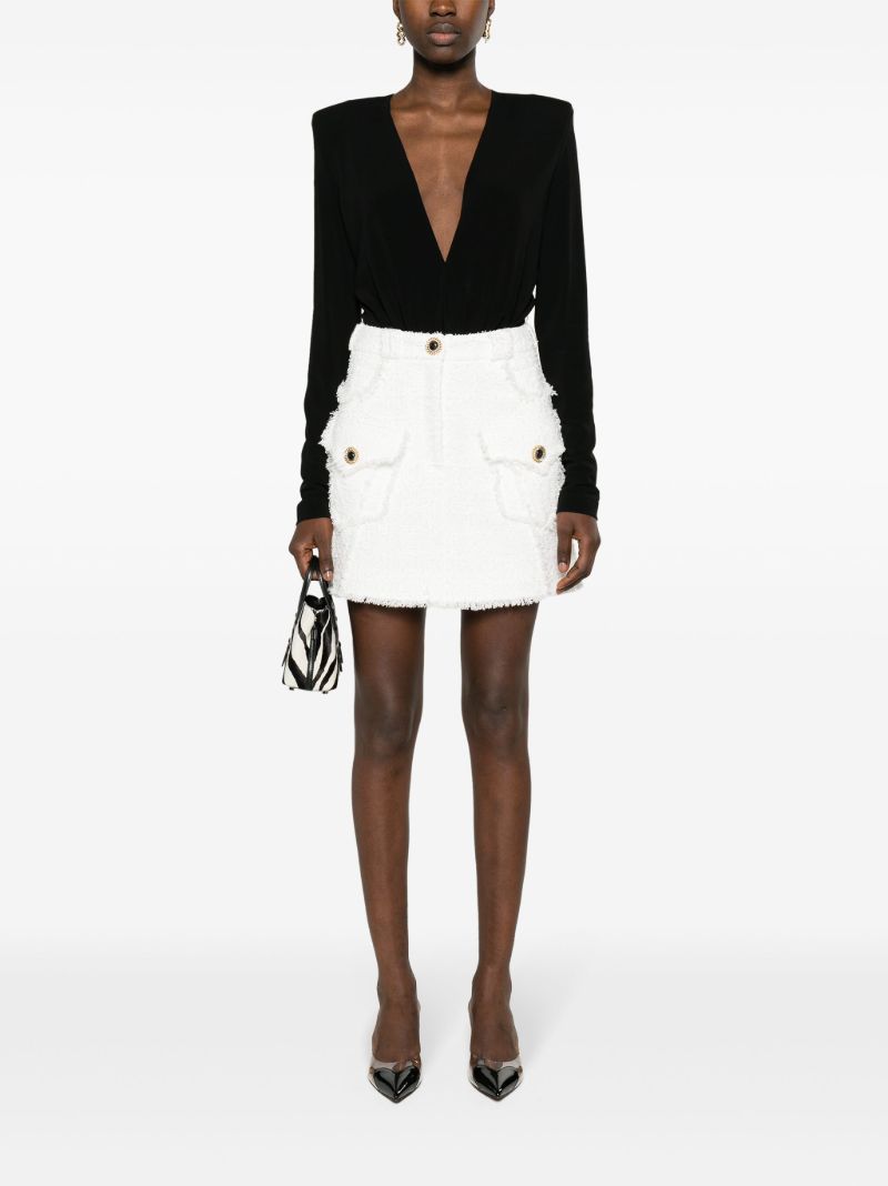 White A-line Tweed Mini Skirt