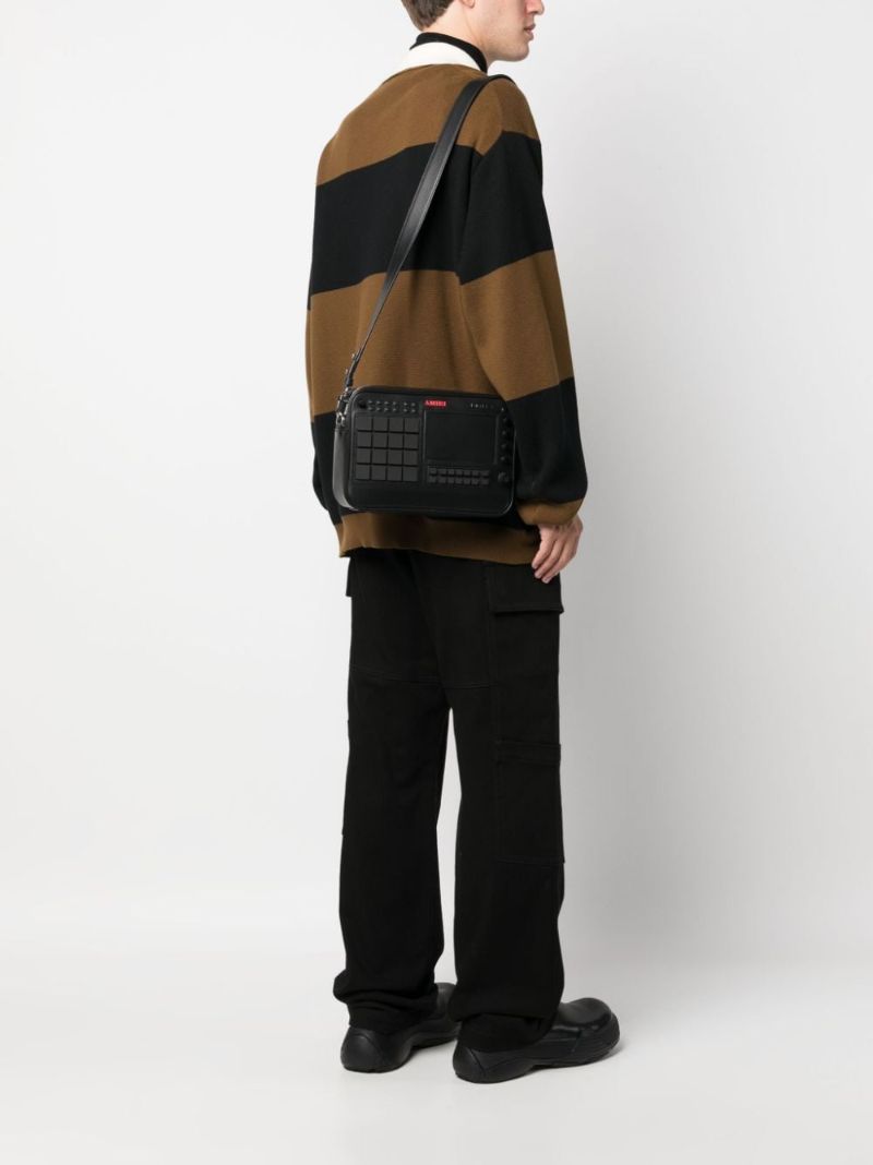 Black Drum Machine Leather Shoulder Bag