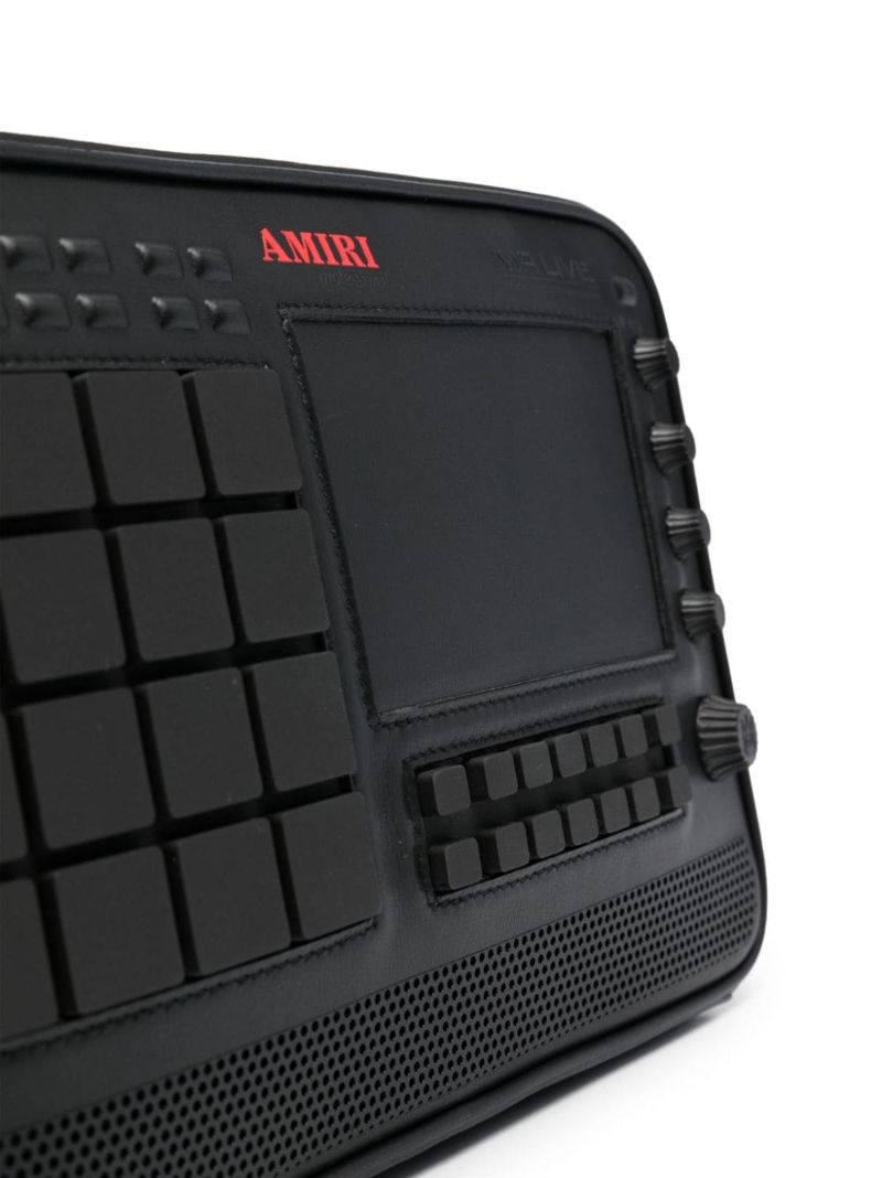 Black Drum Machine Leather Shoulder Bag