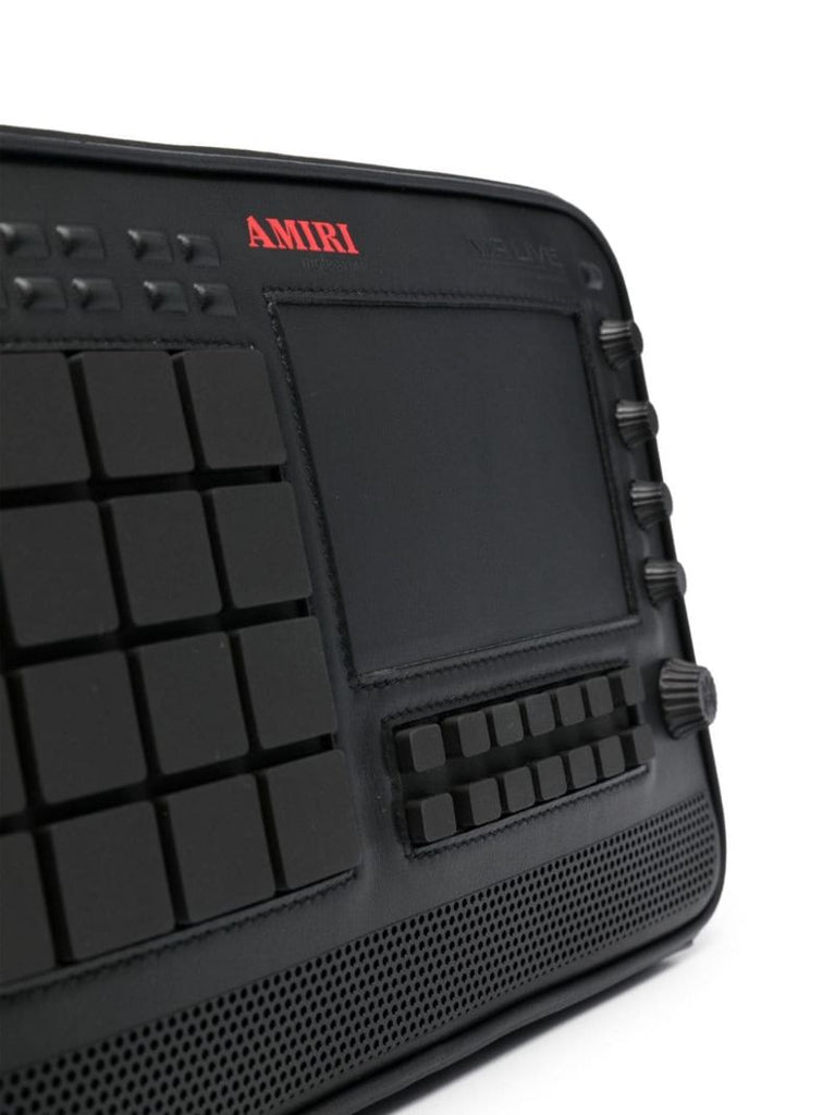 Black Drum Machine Leather Shoulder Bag