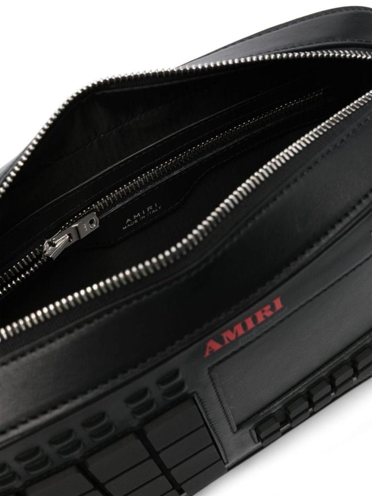 Black Drum Machine Leather Shoulder Bag