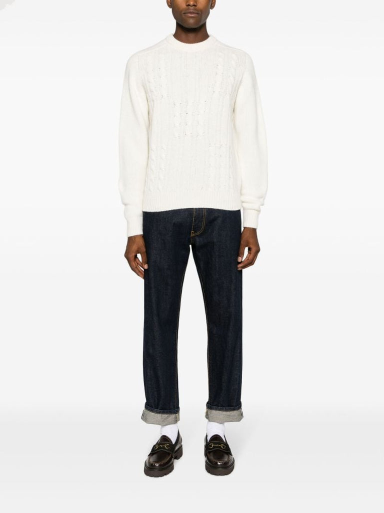White Cable-knit Sweater