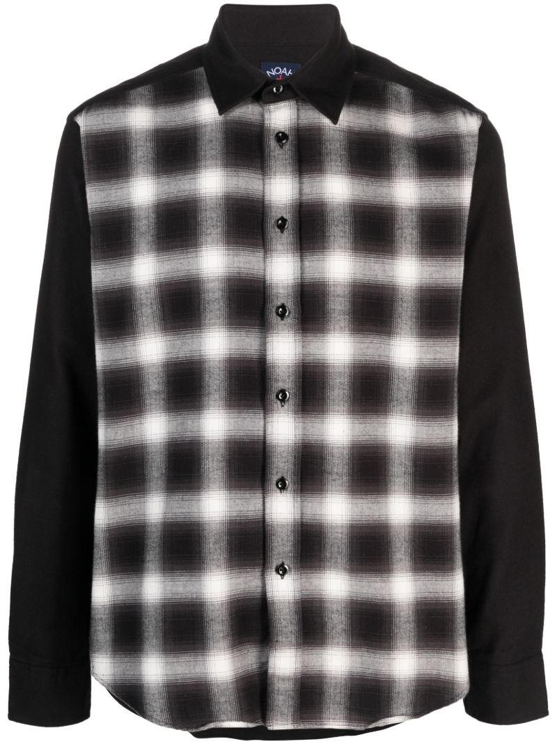 Black Plaid Panel Cotton Shirt