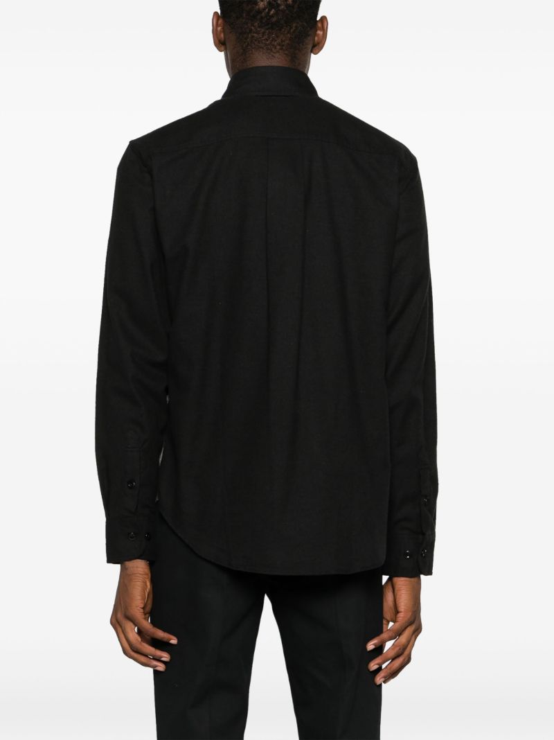 Black Plaid Panel Cotton Shirt