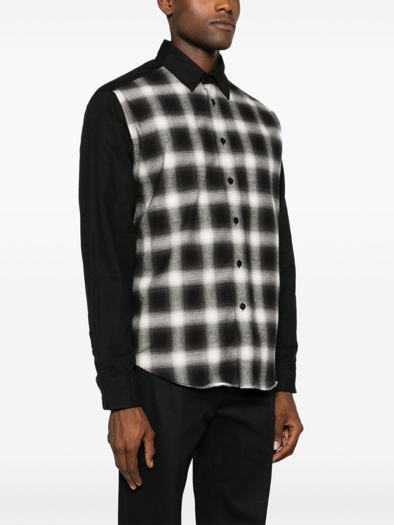 Black Plaid Panel Cotton Shirt