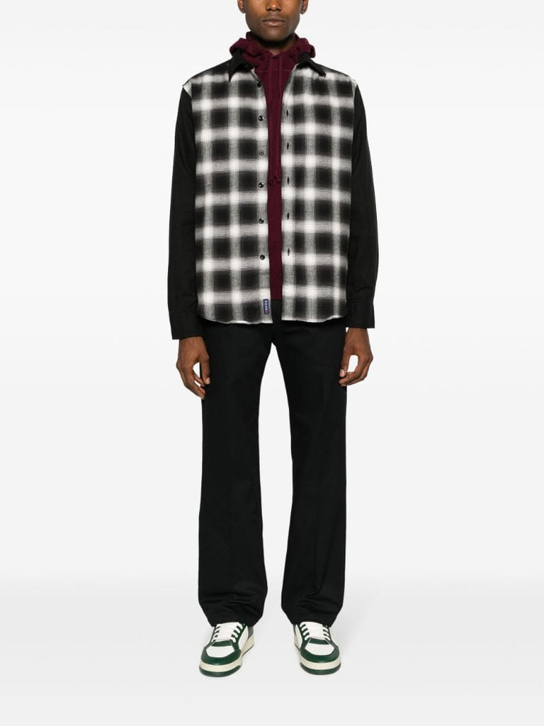 Black Plaid Panel Cotton Shirt