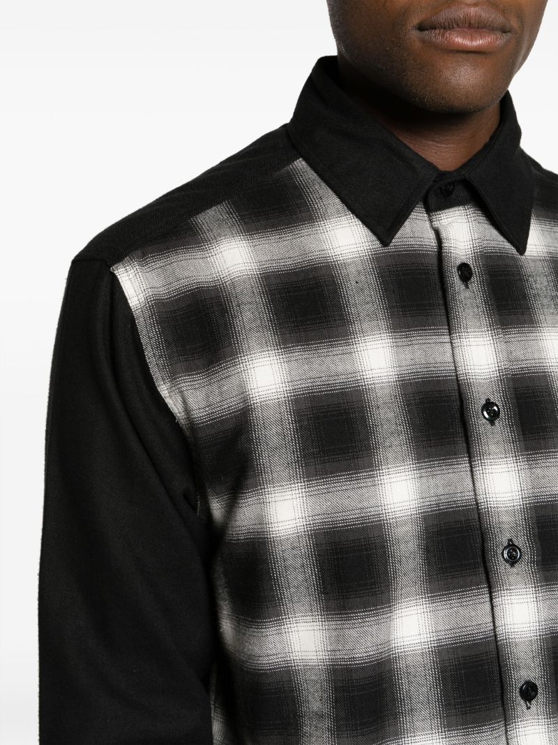 Black Plaid Panel Cotton Shirt