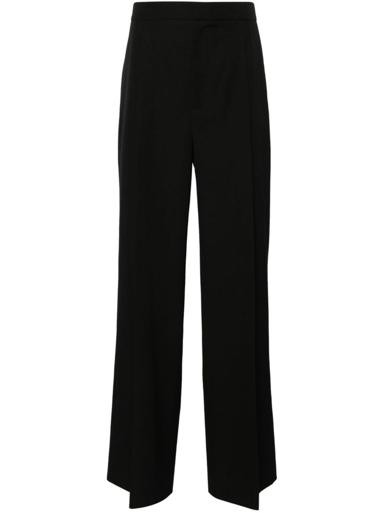 Black Wide-leg Wool Trousers